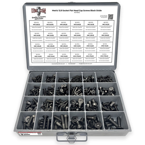 Metric Class 12.9 Flat Socket Screws Black Oxide - 905 PCS