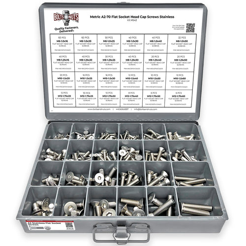 Metric A2-70 Stainless Steel Flat Socket Screws - 609 PCS