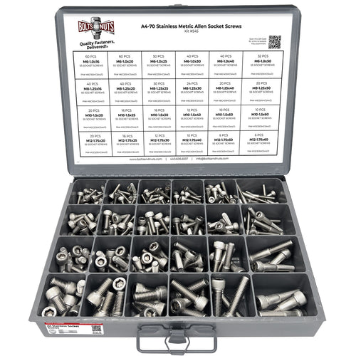 Metric A4 Stainless Steel Allen Socket Head Cap Screws Bolts Assortment - 611 PCS
