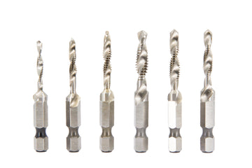 6 Piece Metric Combined Drill Tap and Countersink Set with 1/4" Quick Change Hex Shank