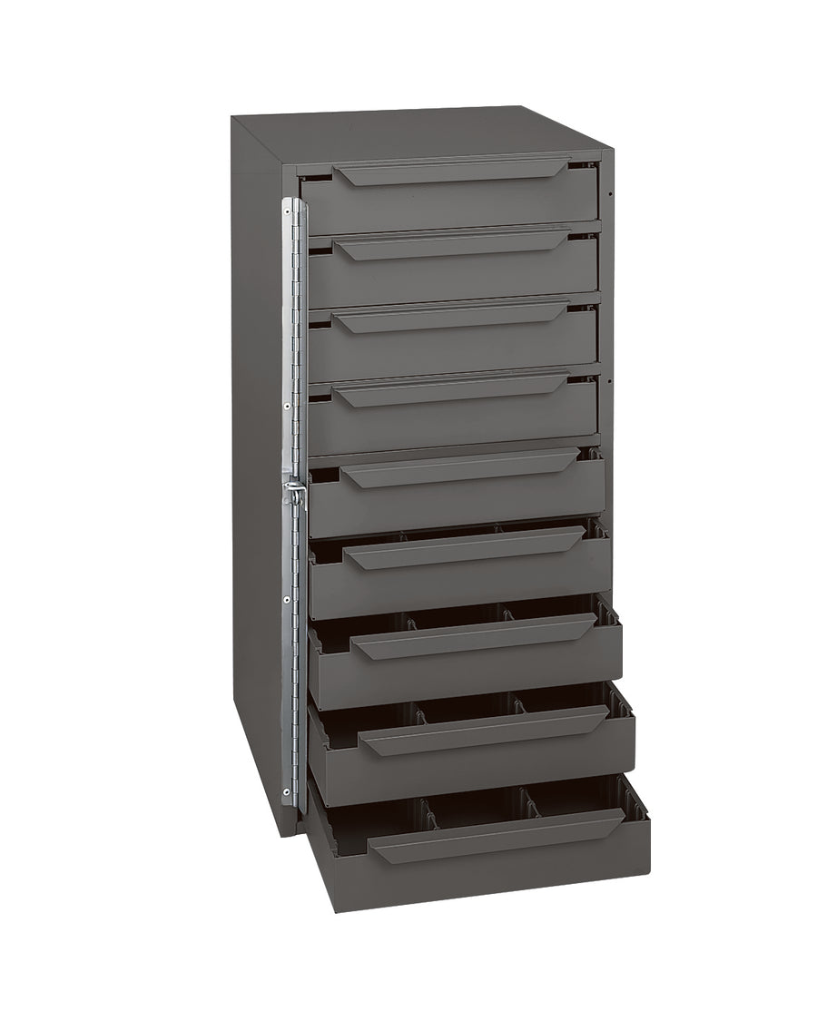 9 Drawer, Steel, Pad-Lockable Hinge