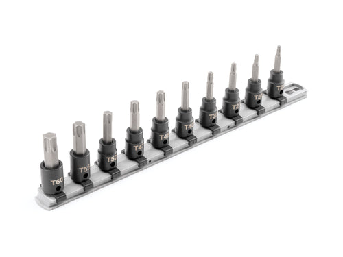 3/8 Inch Drive Torx Impact Bit Socket Set with Rail, 10-Piece (T20-T60)