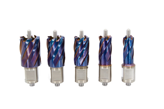 5 Piece Set with 1" Depth of Cut - nACo (Nano-Composite) Coated Blue Annular Cutter