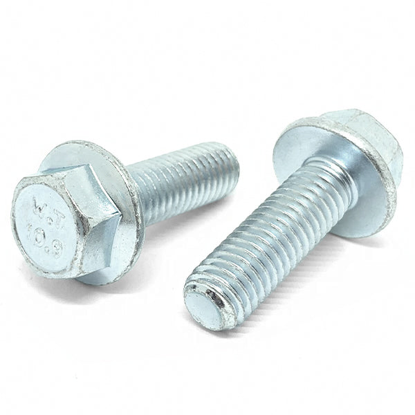 M8-1.25x25 Class 10.9 JIS Hex Flange Bolts Zinc Clear