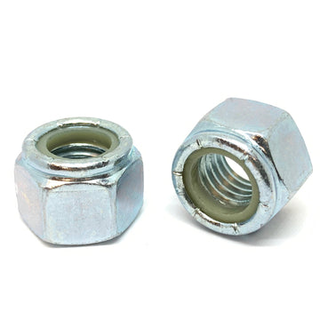 M8-1.25 Class 10 Nylon Insert Hex Nuts Coarse Thread Zinc