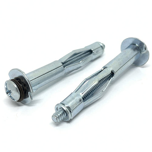 1/8" L x1-3/4" Hollow Wall Drywall Anchor Standard Point Steel Zinc Clear