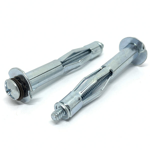 1/4" L x2-1/2" Hollow Wall Drywall Anchor Standard Point Steel Zinc Clear