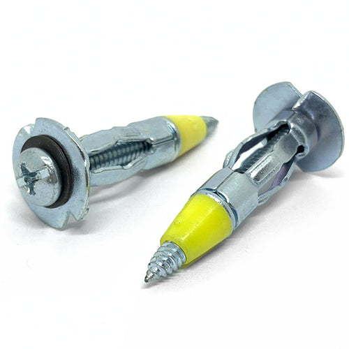1/8" L x1-1/2" Hollow Wall Drywall Anchor Drive Point Steel Zinc Clear