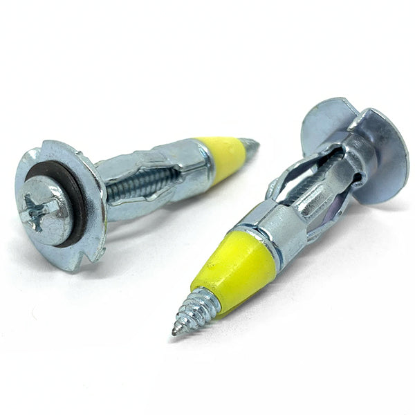 1/8" L x1-1/2" Hollow Wall Drywall Anchor Drive Point Steel Zinc Clear