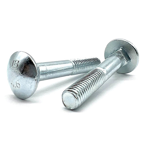 M6-1.0x40 Class 4.6 Round Head Carriage Bolts Zinc