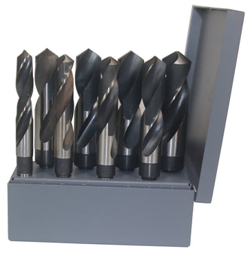 8 Piece HSS Black and Bright Reduced Shank HSS Drill Bit Set, 9/16" - 1"
