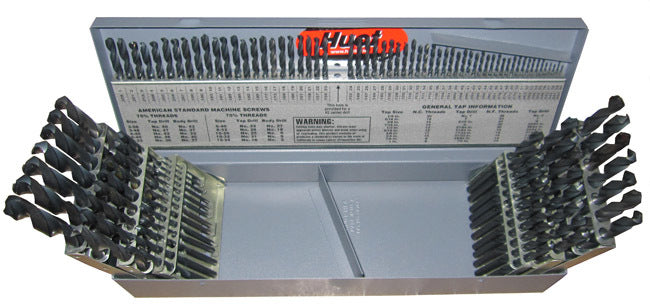 115 Piece HSS Polished Jobber Length Drill Bit Set, 1/16"- 1/2", A - Z, #1 - #60