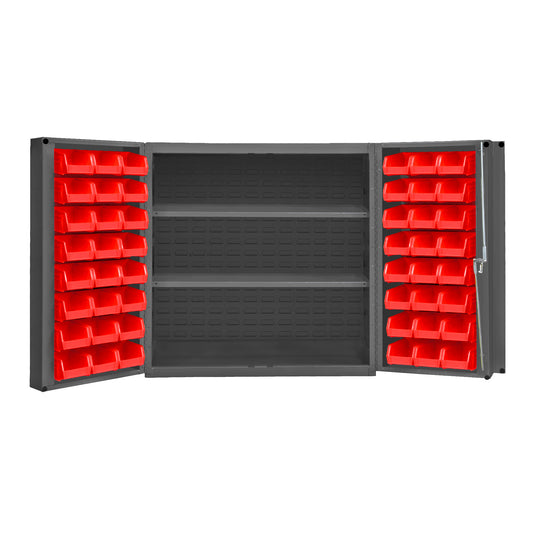 Cabinet, 2 Shelves, 48 Red Bins