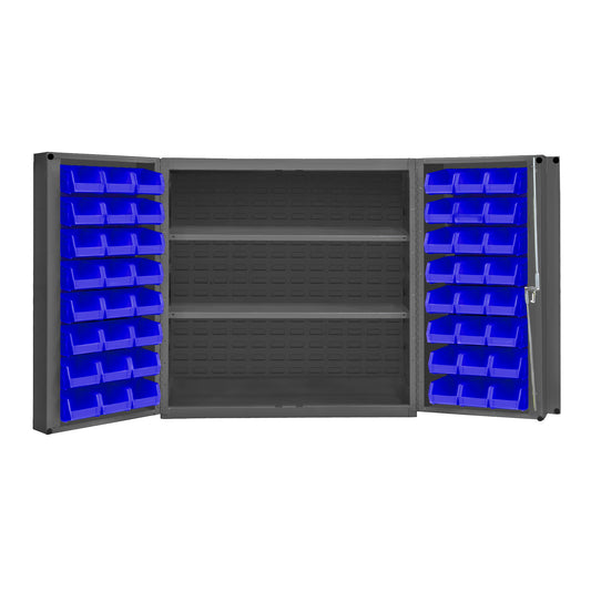 Cabinet, 2 Shelves, 48 Blue Bins