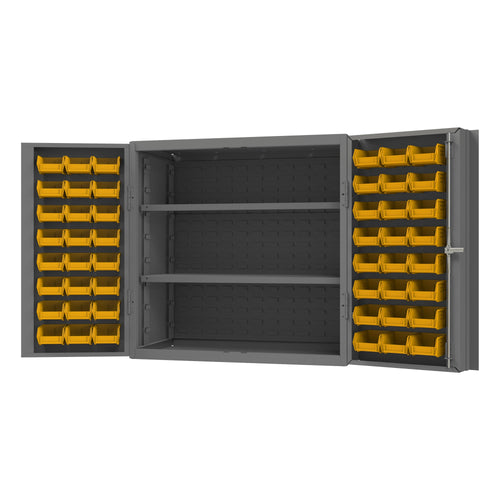 Cabinet, 2 Shelves, 48 Yellow Bins