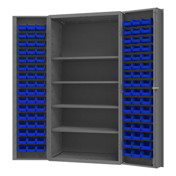 Cabinet, 4 Shelves, 96 Blue Bins