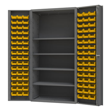 Cabinet, 4 Shelves, 96 Yellow Bins