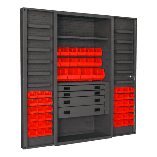 4 Drawer Cabinet, 2 Shelves, 52 Bins