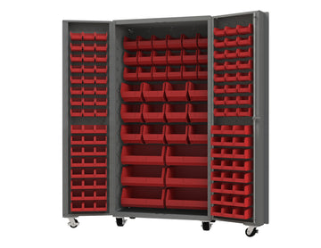 Mobile Bin Cabinet, 132 Bins