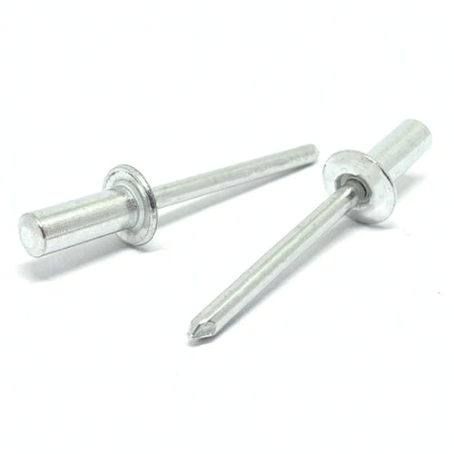 1/8" Dia 3/16" - 1/4" (44) Grip - Closed End Dome Head Blind Rivets Aluminum/Aluminum Mandrel