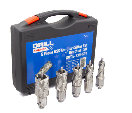 Annular Cutter Set 5 Pieces 1 Inch Depth of Cut