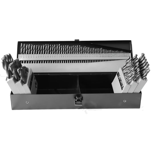 115 Piece HSS Black Oxide Jobber Length Drill Bit Set, DWDN, 1/16"- 1/2", A - Z, #1 - #60
