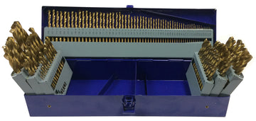 115 Piece Tin Coated Jobber Length Drill Bit Set, 1/16"- 1/2", A - Z, #1 - #60