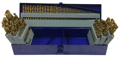 115 Piece Tin Coated Jobber Length Drill Bit Set, 1/16"- 1/2", A - Z, #1 - #60