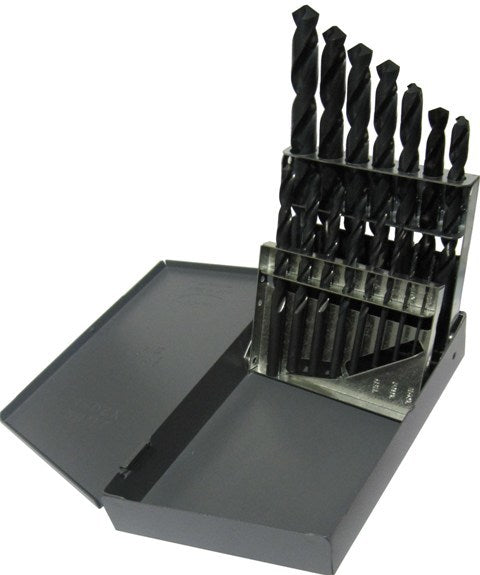 15 Piece HSS Black Oxide Stub (Screw Machine) Split Point Drill Bit Set, D/ASP, 1/16" - 1/2"