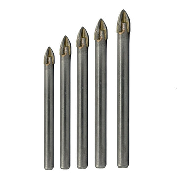 5 Piece Carbide Tipped 4 Flute Glass & Tile Drill Bit Set