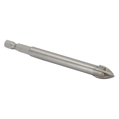 1/2" Carbide Tipped 4 Flute Glass & Tile Drill Bit with Hex Shank