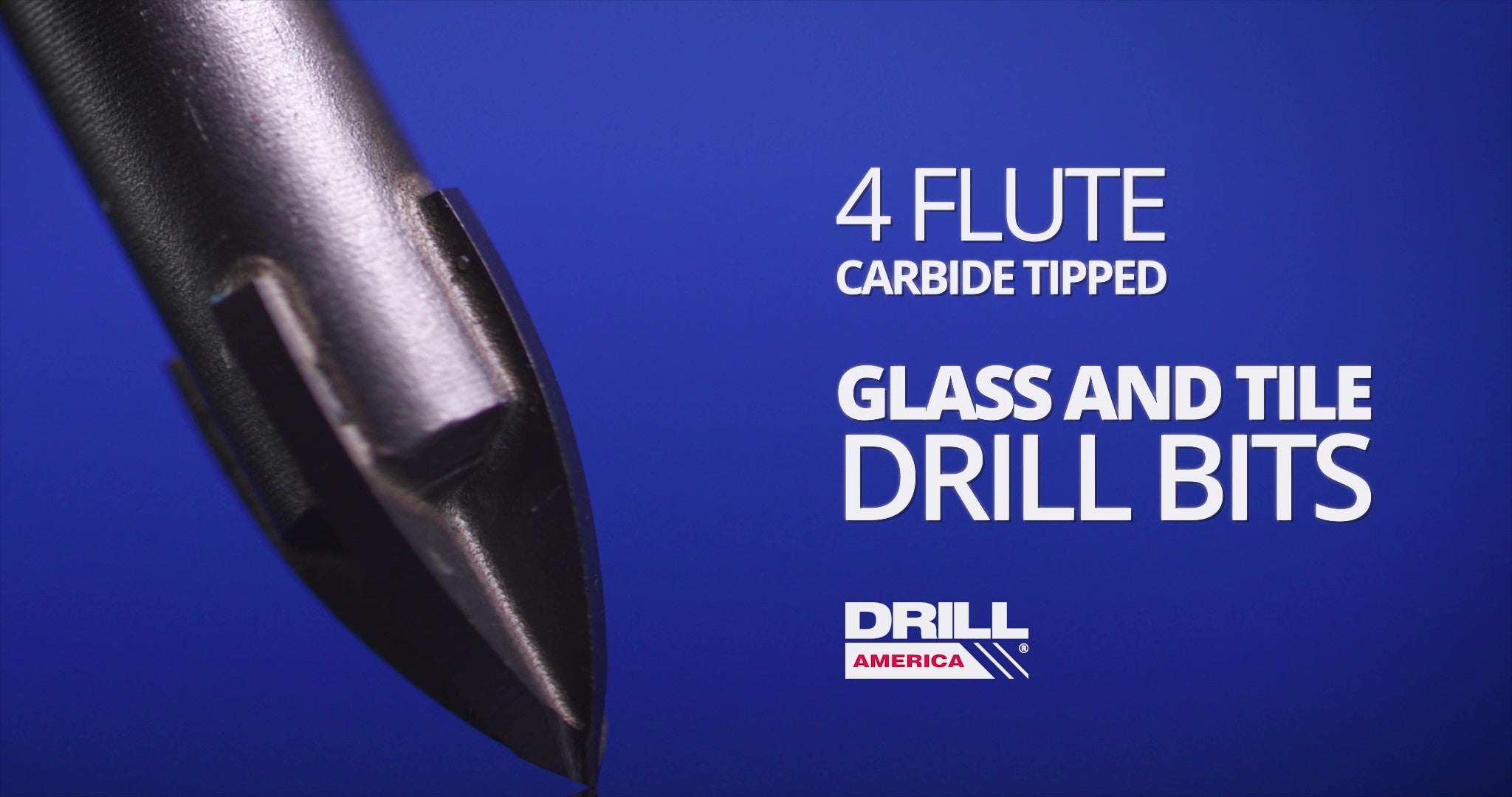 3/16" Carbide Tipped 4 Flute Glass & Tile Drill Bit with Hex Shank