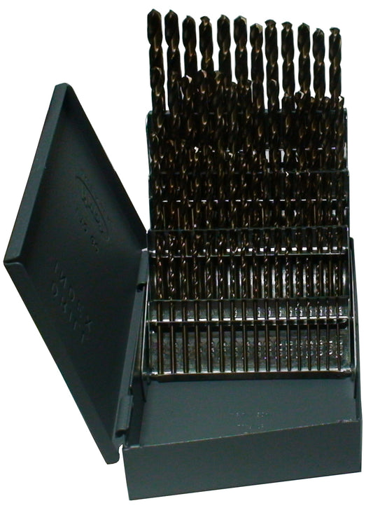 60 Piece Cobalt Jobber Length Drill Bit Set, #1-#60, DWDCO Series
