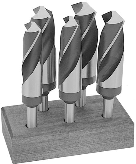 5 Piece HSS Black Oxide Reduced Shank HSS Drill Bit Set, 9/16" - 1"