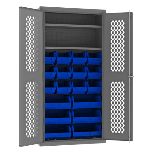 Ventilated Cabinet, 2 Shelves, 18 Bins