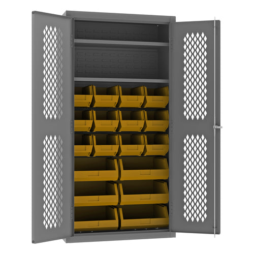 Ventilated Cabinet, 2 Shelves, 18 Bins