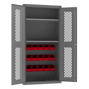 Ventilated Cabinet, 2 Shelves, 15 Bins