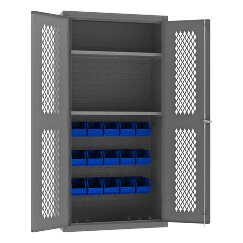 Ventilated Cabinet, 2 Shelves, 15 Bins