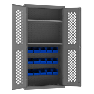Ventilated Cabinet, 2 Shelves, 15 Bins