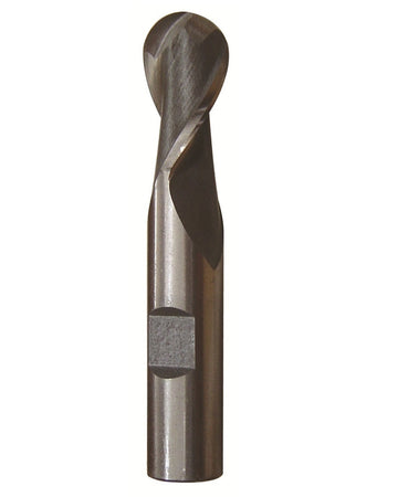 3/16" X 3/8" HSS 2 Flute Single End Ball End Mill