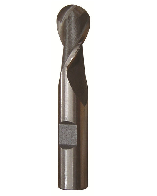 3/16" X 3/8" HSS 2 Flute Single End Ball End Mill