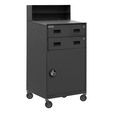 Mobile Shop Desk, 1 Shelf, 2 Drawers
