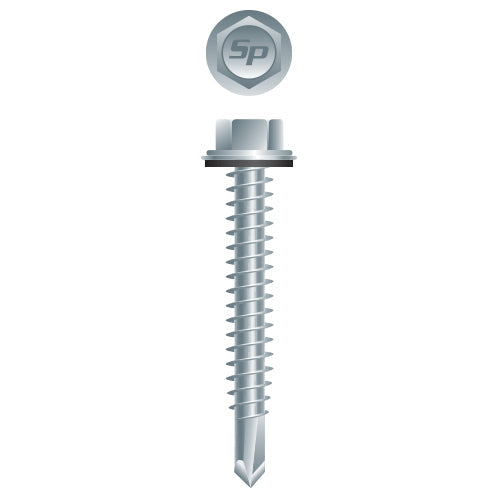 #8 Strong-Point Hex Washer Head w/Washer 8-18 x 1-1/2, Zinc
