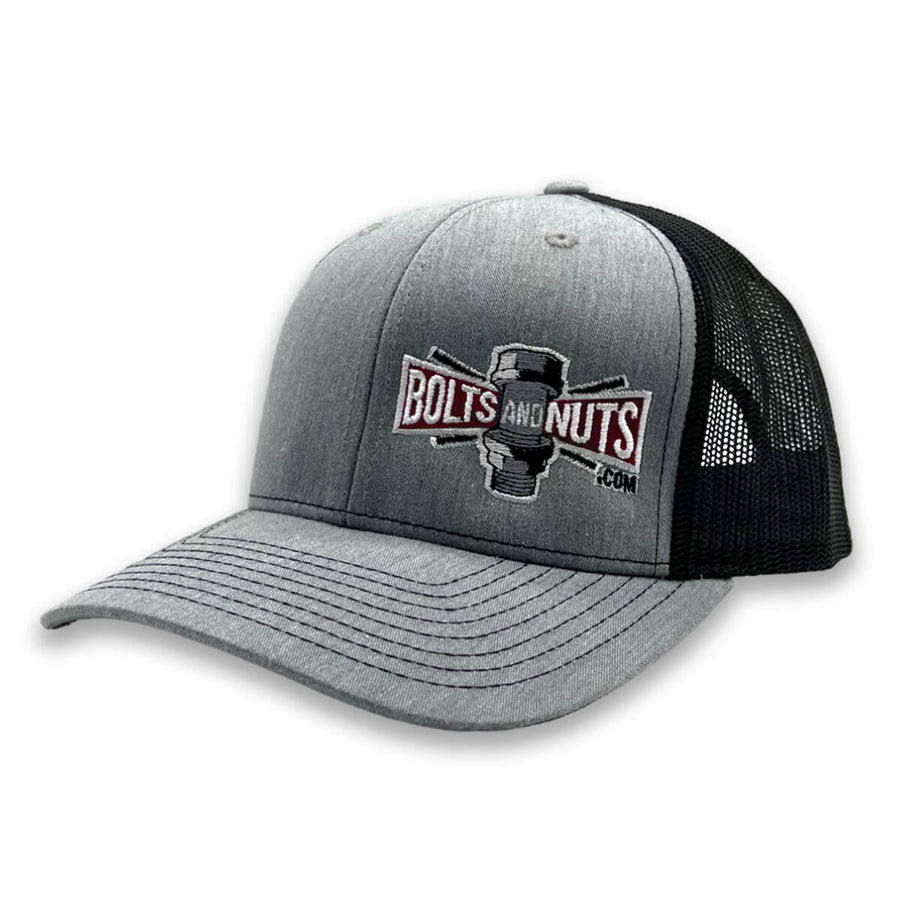 Gray & Black BoltsandNuts.com Adjustable Embroidered Logo Hat