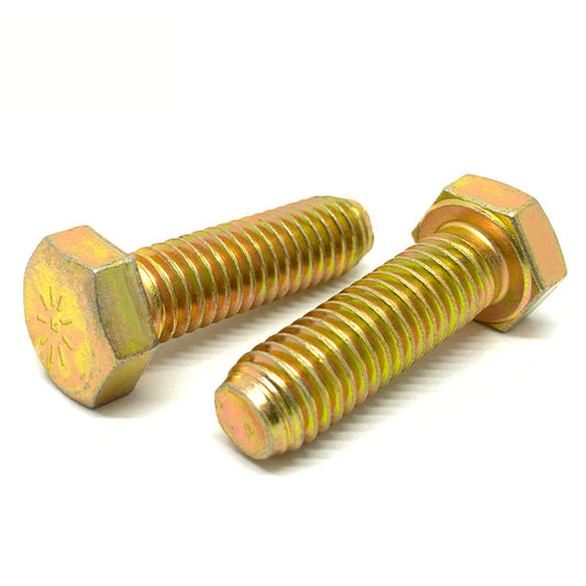 5/16"-24x1-1/4" Hex Cap Screws Grade L-9 Bolts USA Zinc Yellow