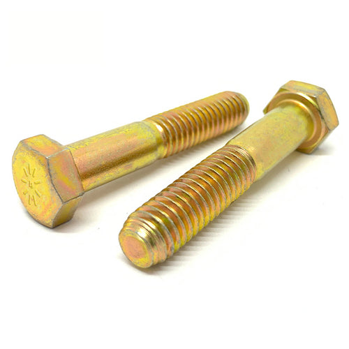 1/4"-20x1-3/4" Hex Cap Screws Grade L-9 Bolts USA Zinc Yellow