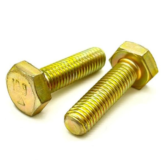 M8-1.25x12 Class 10.9 Hex Cap Screws Zinc Yellow