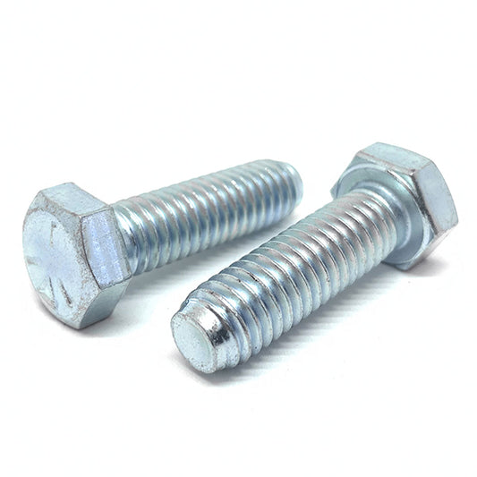 7/16-20x1" Hex Cap Screws Grade 5 Bolts Zinc Clear