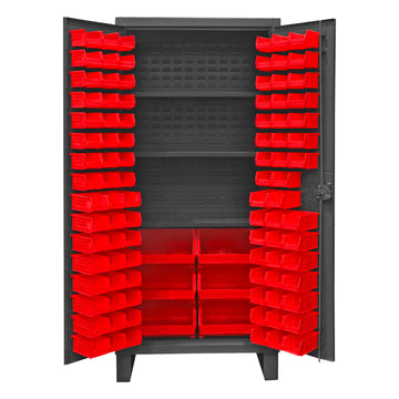 Cabinet, 3 Shelves, 102 Red Bins