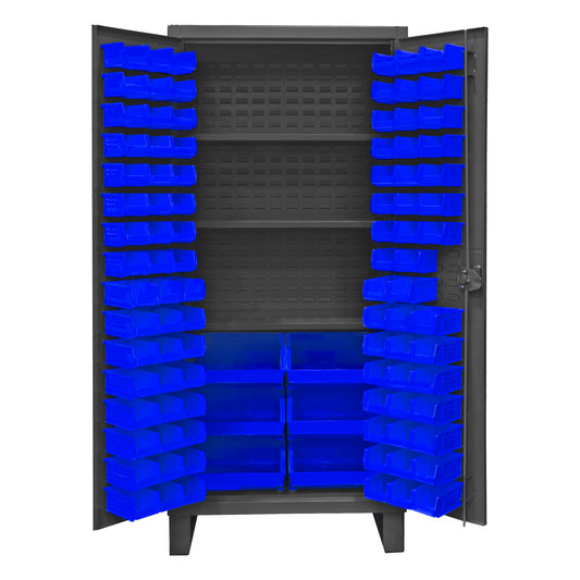 Cabinet, 3 Shelves, 102 Blue Bins